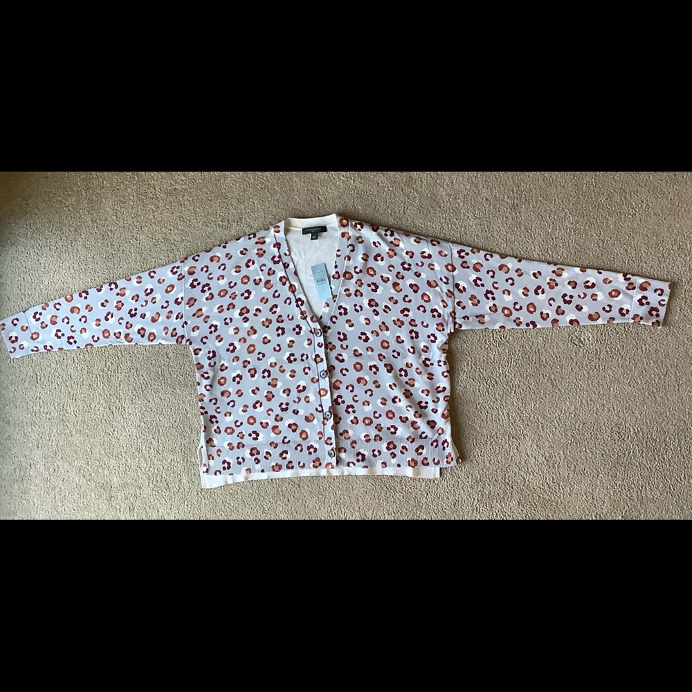 Ann Taylor Petite Leopard Print V-Neck Cardigan PL